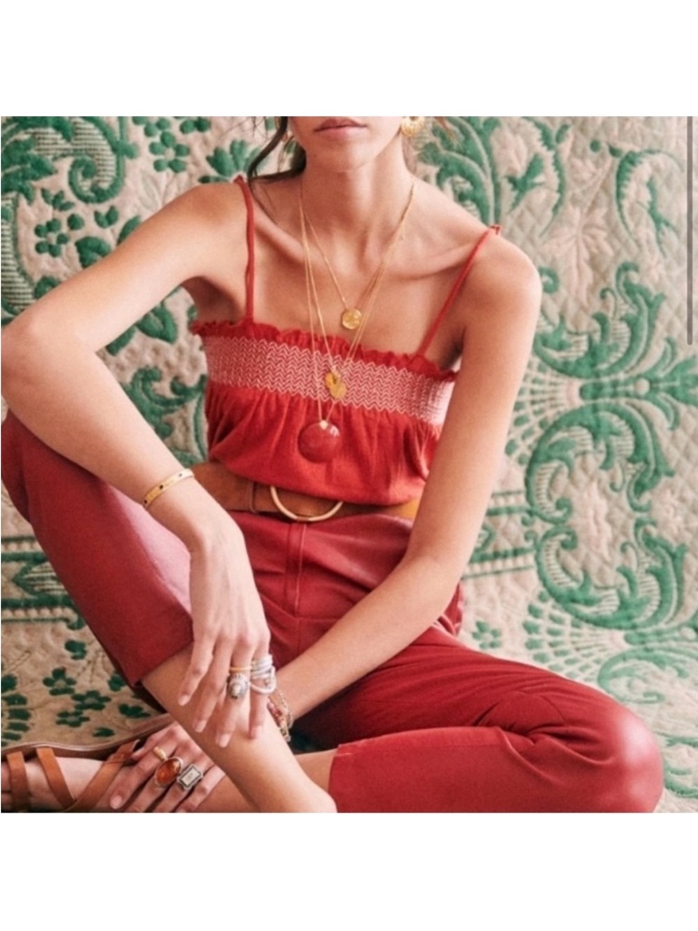 Sezane red Tullia Camisole top
